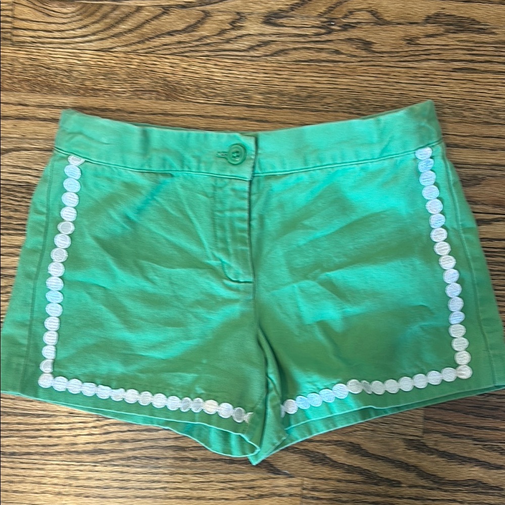 Janie and Jack Green Shorts with White Trim